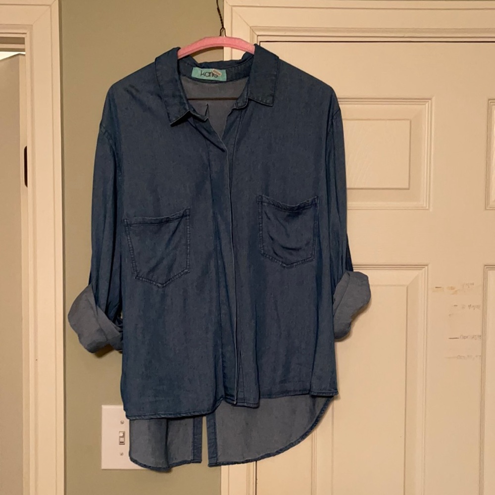 Karlie High Low Chambray Button Down - image 1
